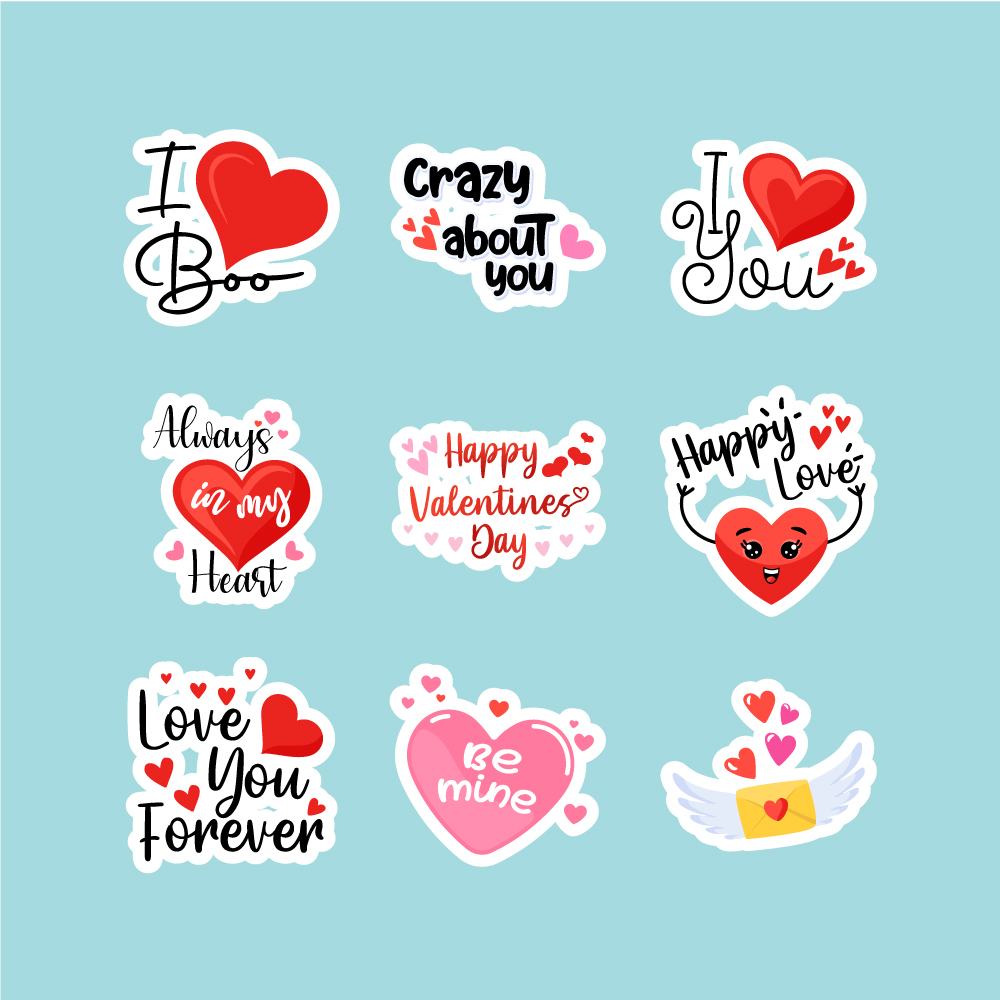 Spread love with cute stickers love for notebooks and cards